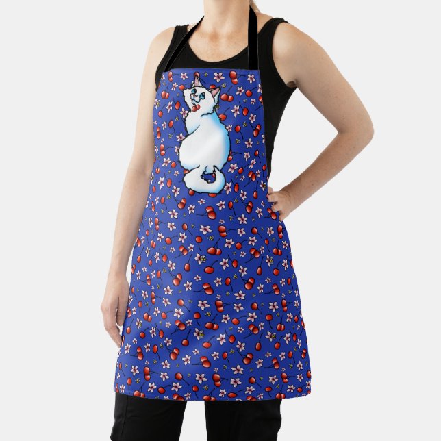 White Cat Cherries Apron (Insitu)
