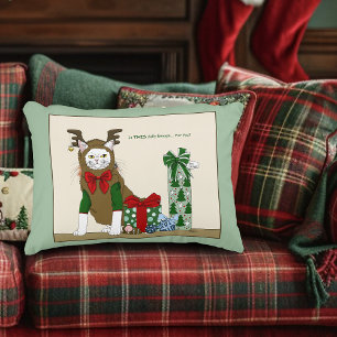 White Cat Christmas Jolly Funny Decorative Cushion