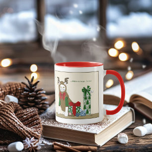 White Cat Christmas Jolly Funny Mug