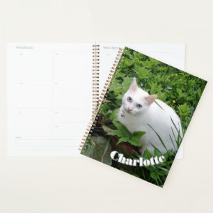 White Cat , Customise Name and Photo Planner