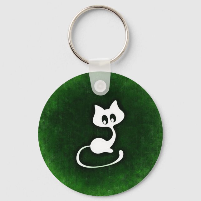 White cat draw key ring (Front)