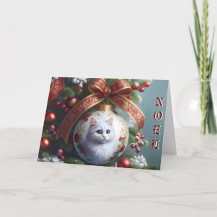 White Cat Elegant Christmas Card
