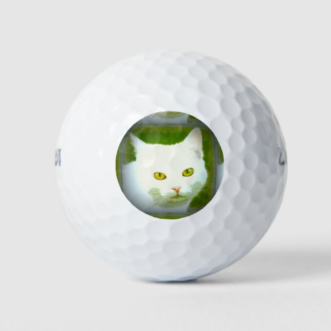 white cat face golf balls (Front)