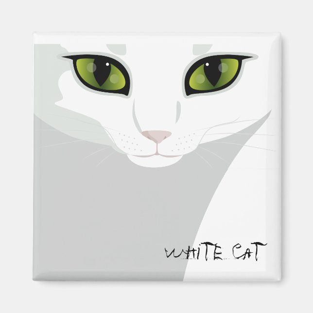 White Cat Face with Eye Colour of Your Choice Magnet (Front)