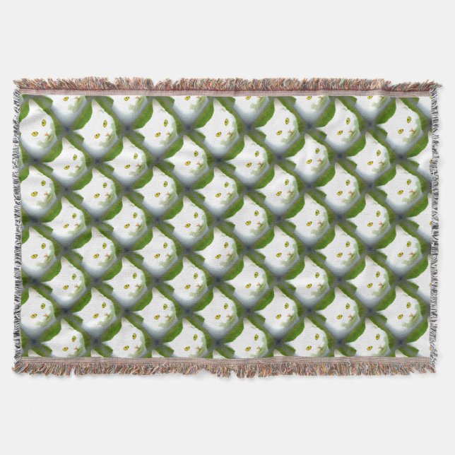 white cat faces Thunder_Cove Throw Blanket (Front)