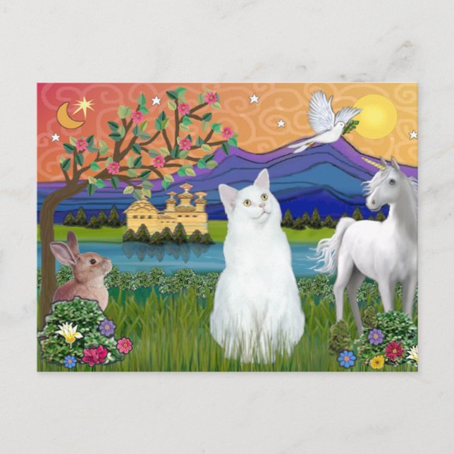 White Cat - Fantasy Land Postcard (Front)
