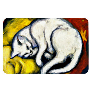 White Cat, fine art painting Magnet