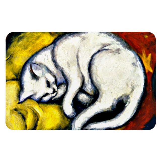 White Cat, fine art painting Magnet (Horizontal)