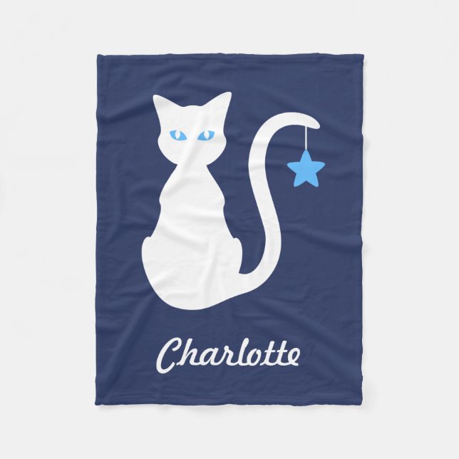 White Cat Fleece Blanket (Front)