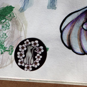 White cat flowers floral sakura cats flowers art   classic round sticker