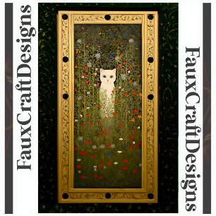 White Cat Flowers Gold Klimt Style Decoupage L 130 Tissue Paper