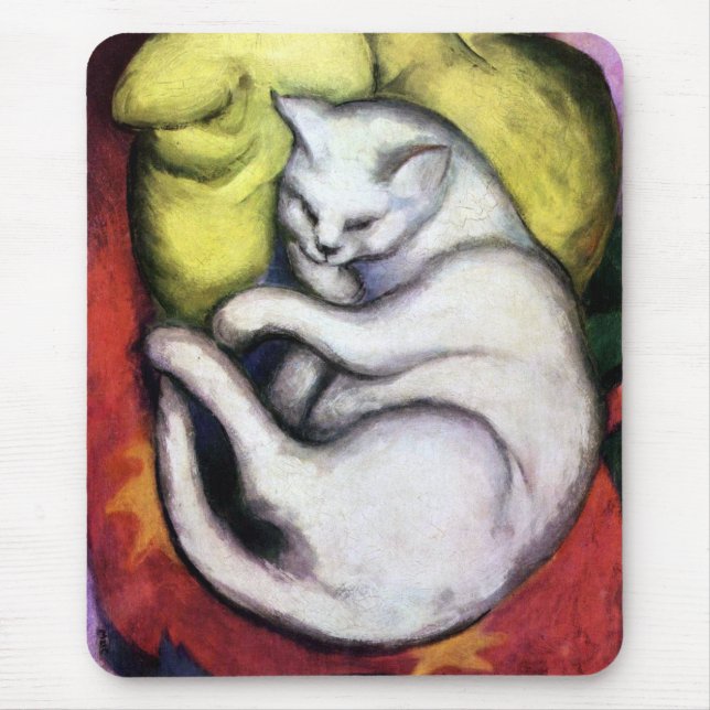 White cat, Franz Marc Mouse Pad (Front)