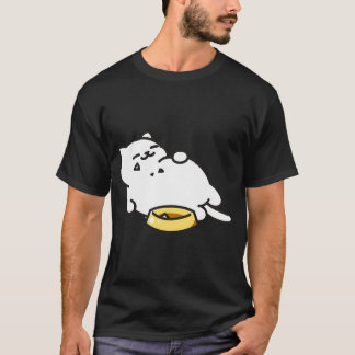 White Cat Full of Food T-Shirt