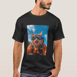 White Cat Funny Sky Diving Parachuting Men Women K T-Shirt