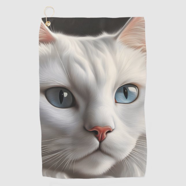 White Cat Golf Towel (Front)