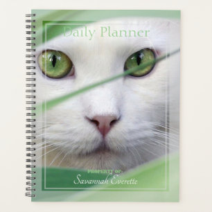 White Cat Green Eyes Photo Daily Planner HAMbWG