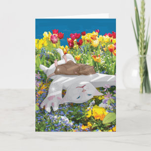 White Cat & His Rat Friend greeting card