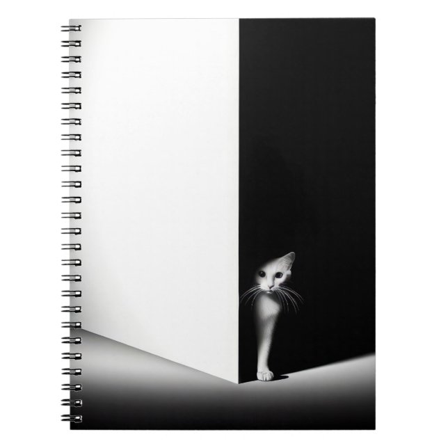 White Cat In Black Shadows Notebook (Front)
