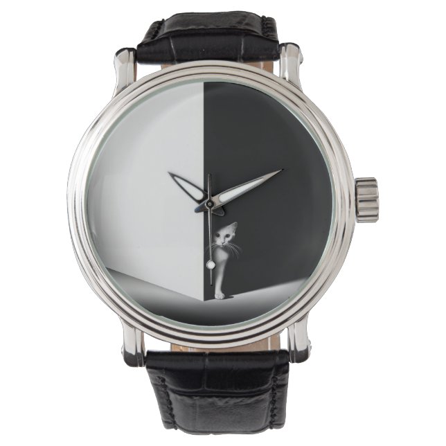 White Cat In Black Shadows Watch (Front)