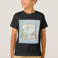 White Cat in Flower Garden Watching Bird on Cage