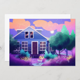 White Cat in the Night Garden Holiday Card