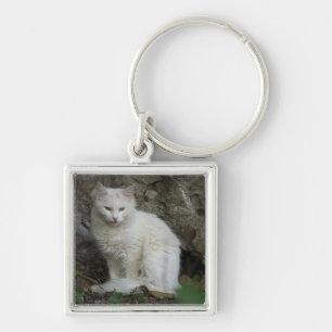 White Cat Key Ring