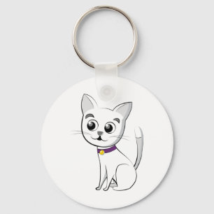 White Cat Key Ring