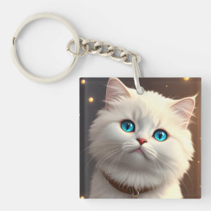 White Cat Keychain