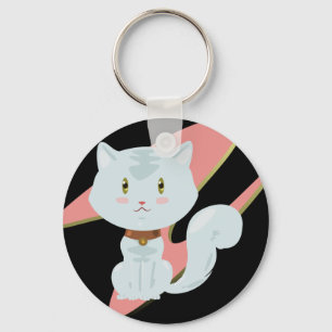 White Cat Keychain