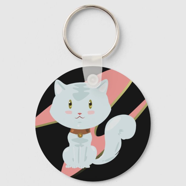 White Cat Keychain (Front)