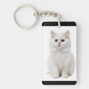 White Cat Keychain