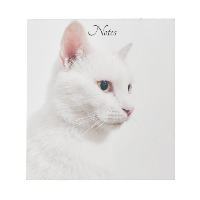 White Cat Kitty Notepad (Front)