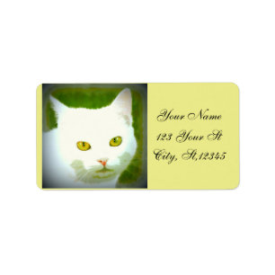 white cat label