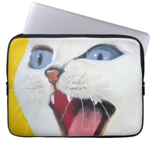 White cat laptop sleeve