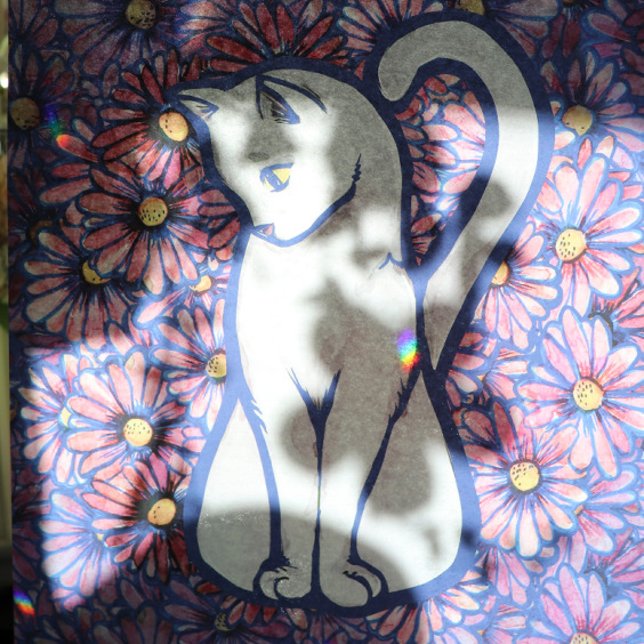 White Cat Mauve Daisies                            Tissue Paper (Creator Uploaded)