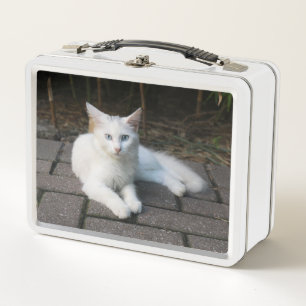 White Cat Metal Lunch Box