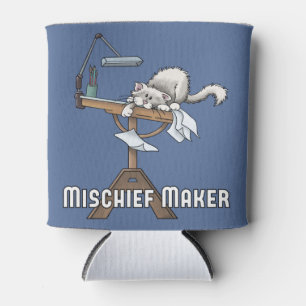 White Cat Mischief Maker  Can Cooler