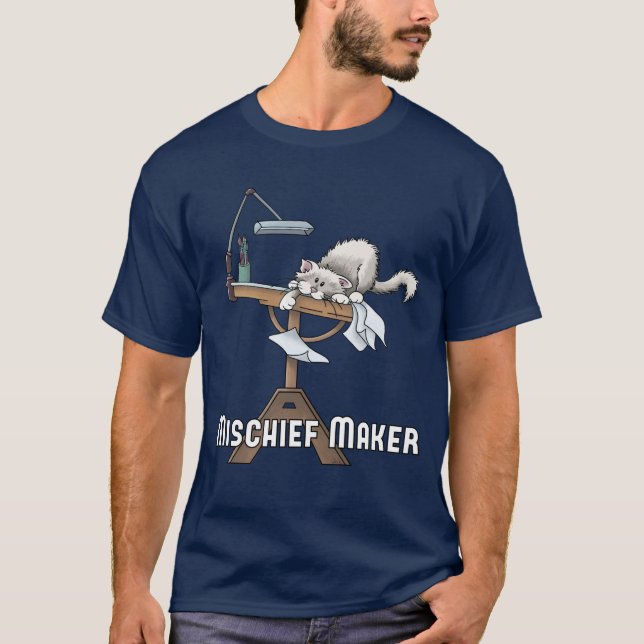 White Cat Mischief Maker T-Shirt (Front)