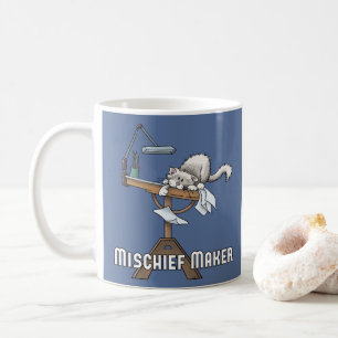 White Cat Mischief Maker Two-Tone Coffee Mug