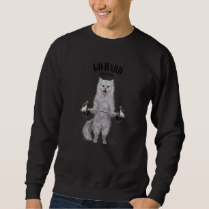 White Cat Muscle Training Weightlifting Fitness In Sweatshirt