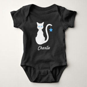 White Cat Name Baby Bodysuit