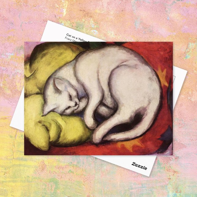 White Cat on a Yellow Pillow Franz Marc Postcard (Creator Uploaded)
