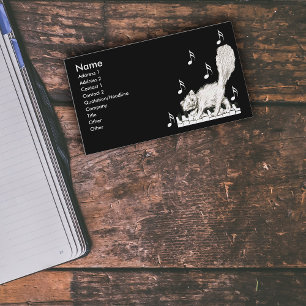 White Cat on Piano Keys Business Card