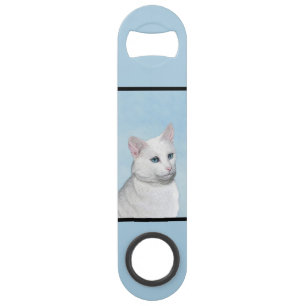 White Cat Painting - Cute Original Cat Art