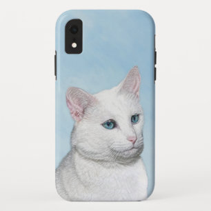 White Cat Painting - Cute Original Cat Art iPhone XR Case
