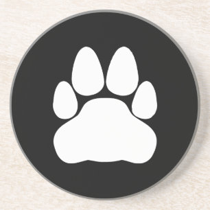 White Cat Paw Print Shape Coaster