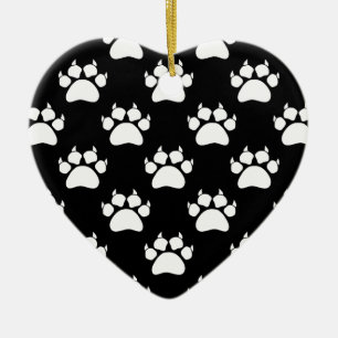 White Cat Paws And Claws Pattern Print Ceramic Ornament