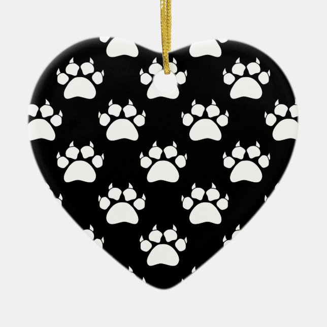 White Cat Paws And Claws Pattern Print Ceramic Ornament (Front)