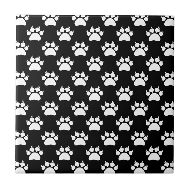 White Cat Paws And Claws Pattern Print Ceramic Tile (Front)