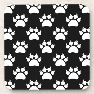White Cat Paws And Claws Pattern Print Coaster